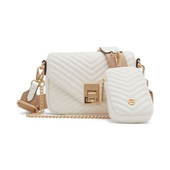 ALDO Unilaax Women's White Quilted Crossbody Shoulder Bag Cocktail Party Gift - Picture 1 of 9